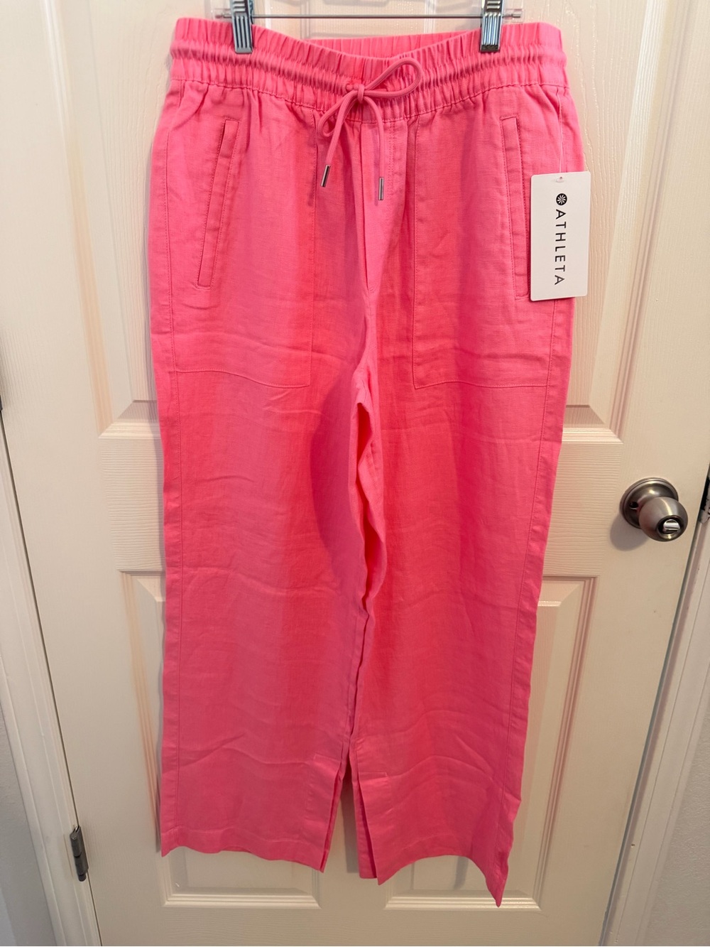 Athleta Coral Pink Retreat Linen Wide-Leg Pants